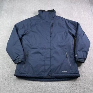 LL Bean Jacket Womens Large Blue Rugged Ridge Parka Waterproof Primaloft No Hood